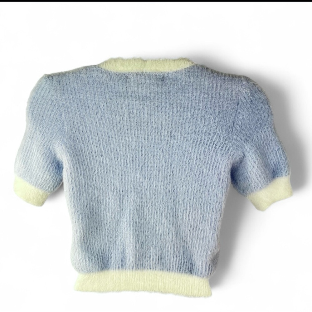 NWT Forever 21 Crop Top Sweater Woman Size Large Lavender/white Pullover Soft - Picture 4 of 9